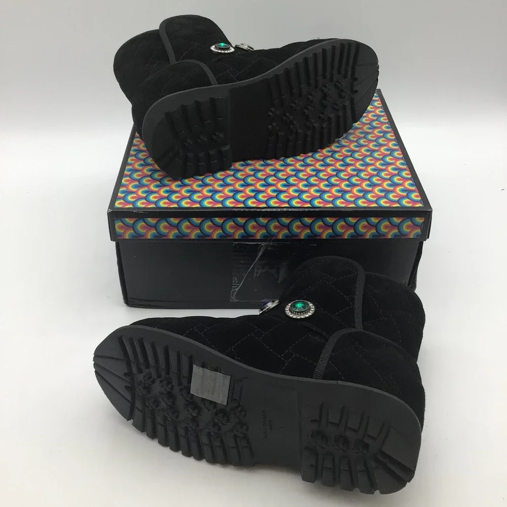 Kurt Geiger London Black Suede Gem Embellished Mini Orson‎ Booties Girls 1M New